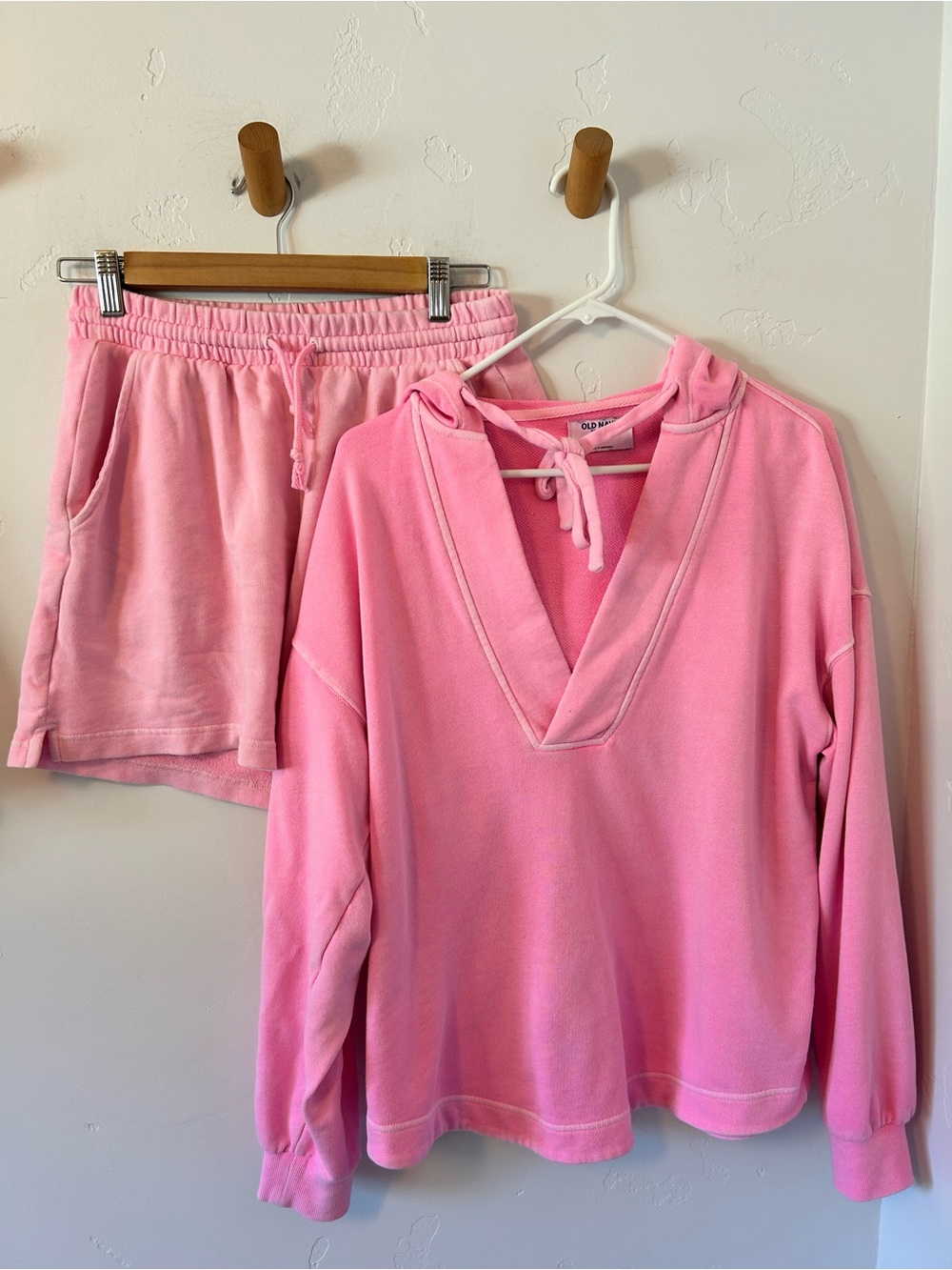 Old Navy Terry Set Sz Small HR Shorts and Long Sleeve Tunic Cotton Blend Pink